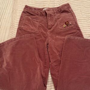 Zara KIDS- Pink Corduroy Pants with Floral Embroidery